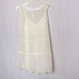 BB Dakota Size XS Crème Colored 2 Piece Dress Zippered Back Scallop hem